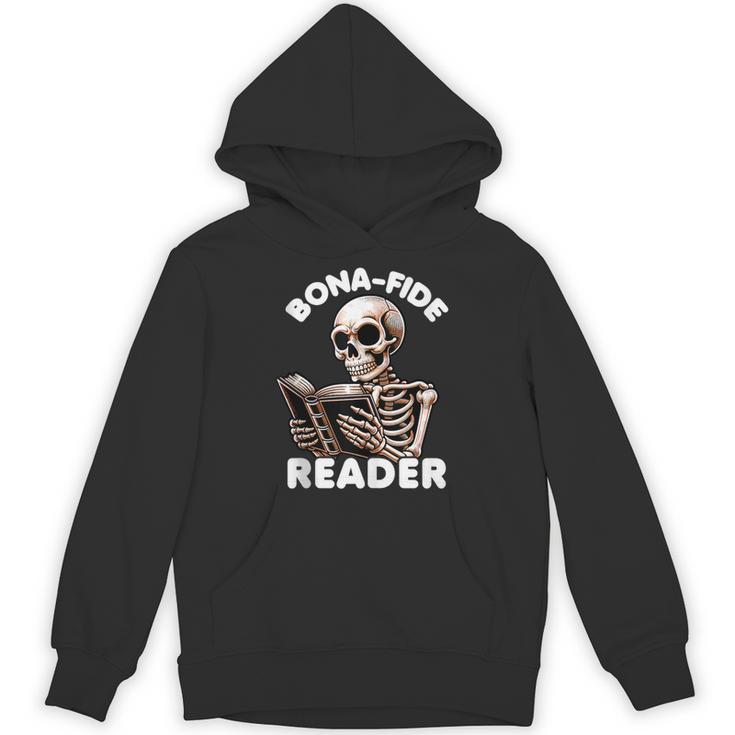Bonafide Reader Cute Skeleton Reading a Book Lover Bookish Unisex Hoodie