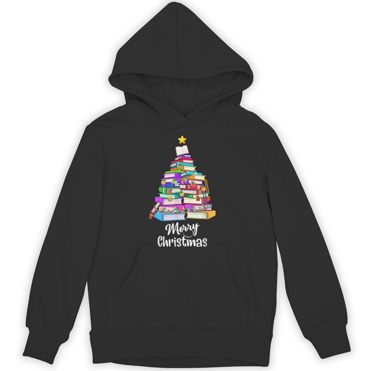 Book Christmas Tree Xmas Lights Librarian Merry Christmas Unisex Hoodie