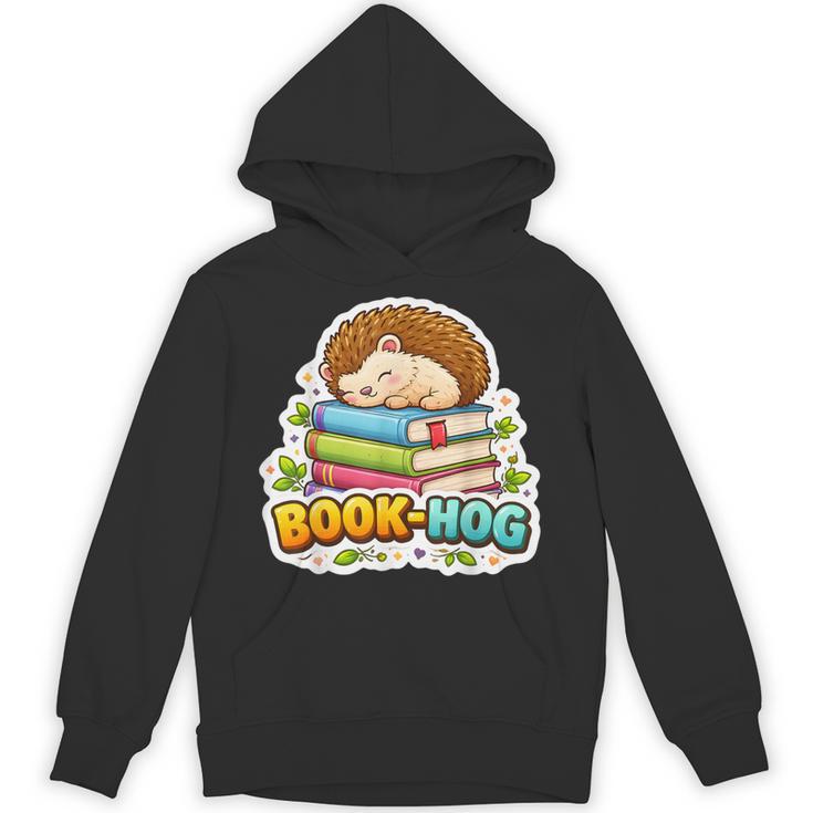 Book Hog Lover Hedgehog Owner Erinaceinae Bookworm Pun Joke Unisex Hoodie