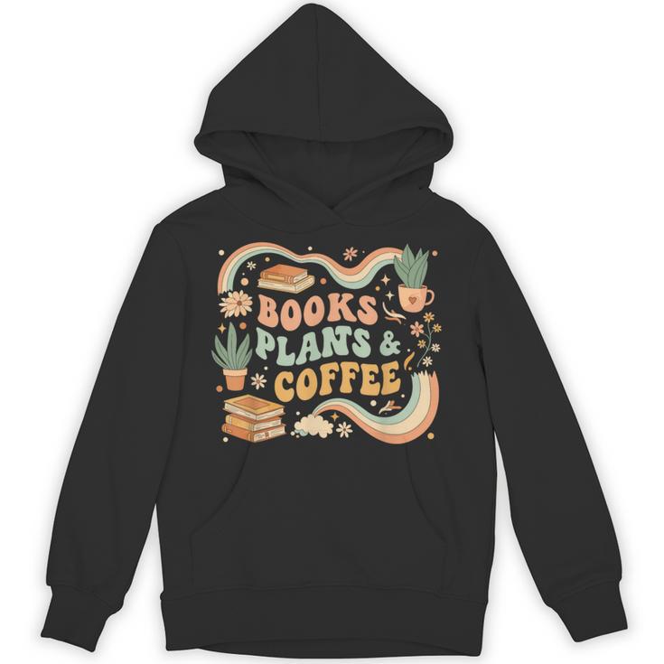 Book Lover Coffee Plants Retro Cozy Succulent Reading Groovy Unisex Hoodie