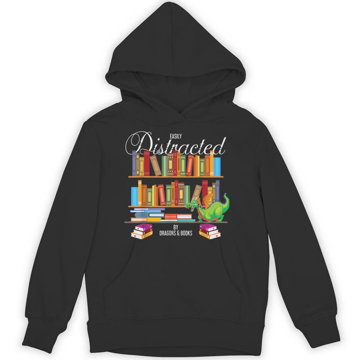 Book Lover Distracted By Books & Dragons Bookworm Unisex Hoodie