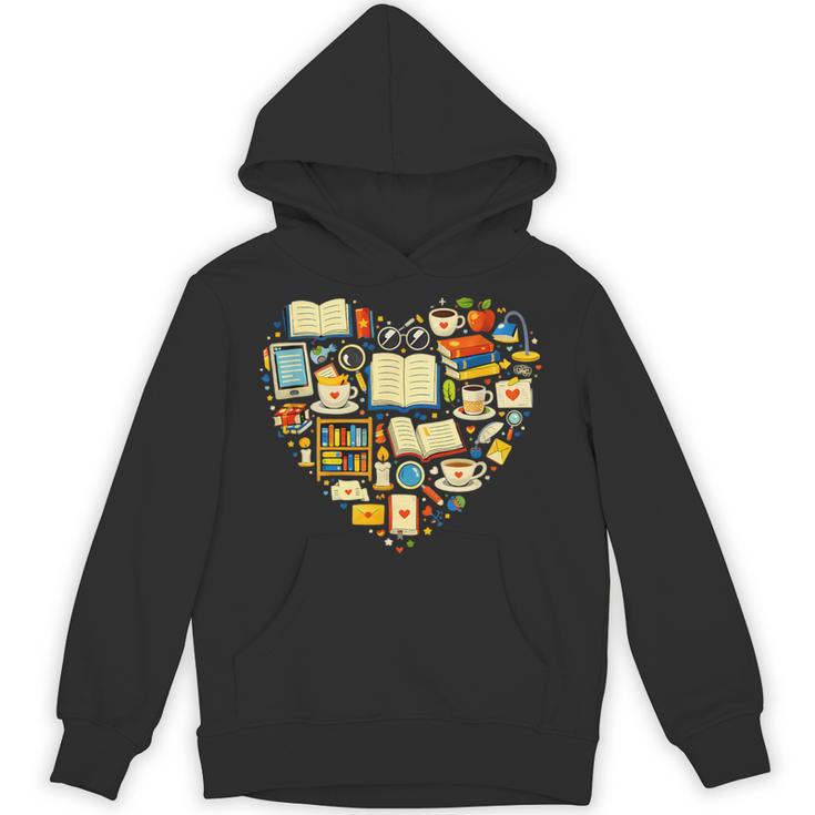 Book Lover Heart Reading Stack Bookworm Unisex Hoodie
