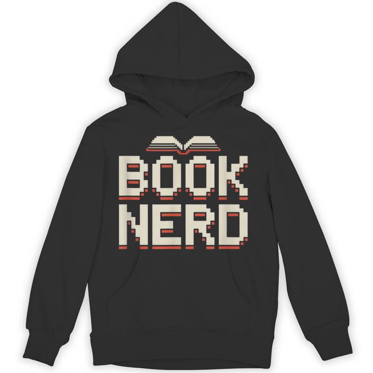 Book Nerd Retro Pixel Reading Librarian Aesthetic Unisex Hoodie