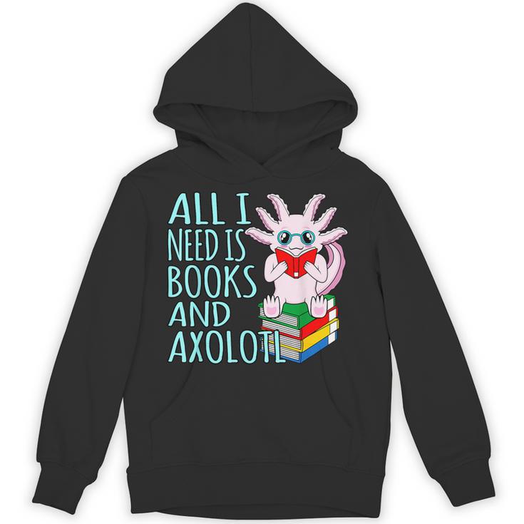 Books And Axolotl Kawaii Animal Axolotls Lover Owner Graphic Unisex Hoodie