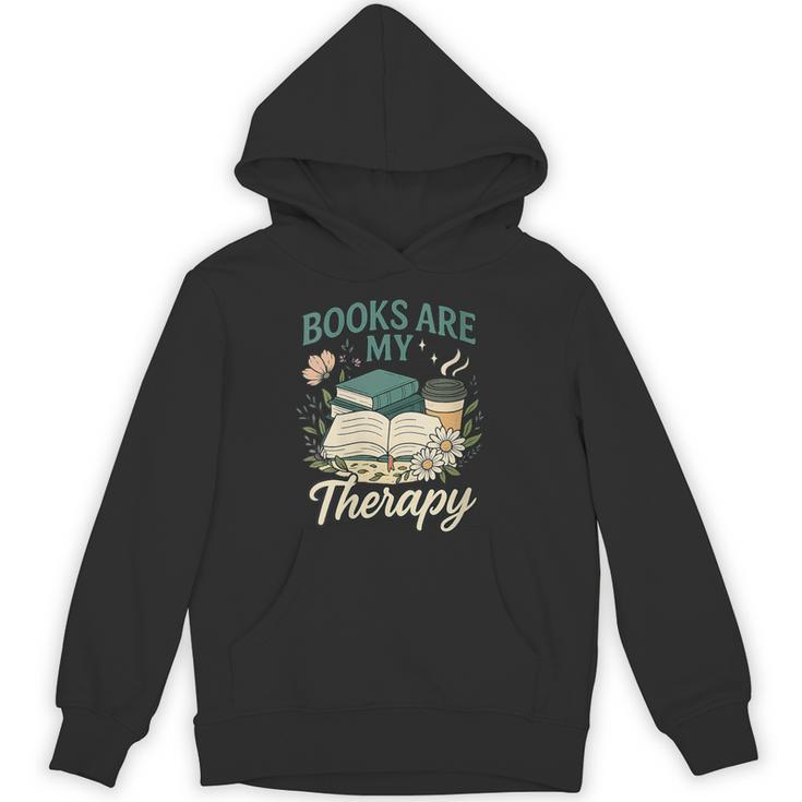 Books Are My Therapy Cozy Book Lover Reading & Coffee Unisex Hoodie