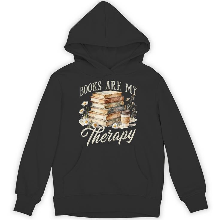 Books Are My Therapy Floral Book Lover Reading Bookworm Nerd Unisex Hoodie