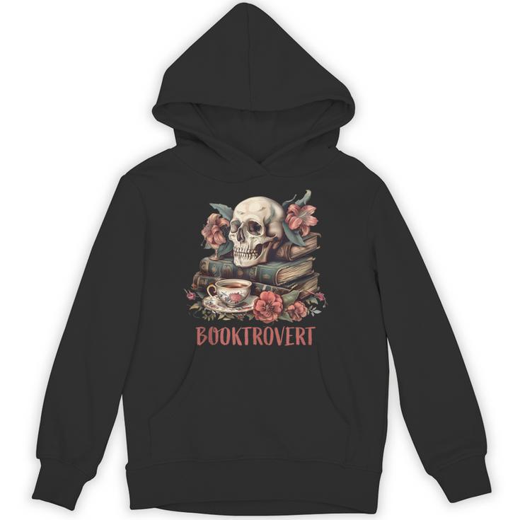 Booktrovert Skull Books Tea Flower Gothic Bookworm Bookish Unisex Hoodie