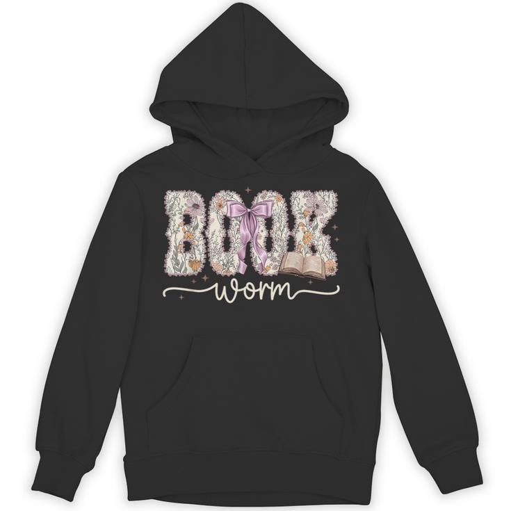 Bookworm Coquette Bow Floral Bookish Reading Book Lovers Unisex Hoodie