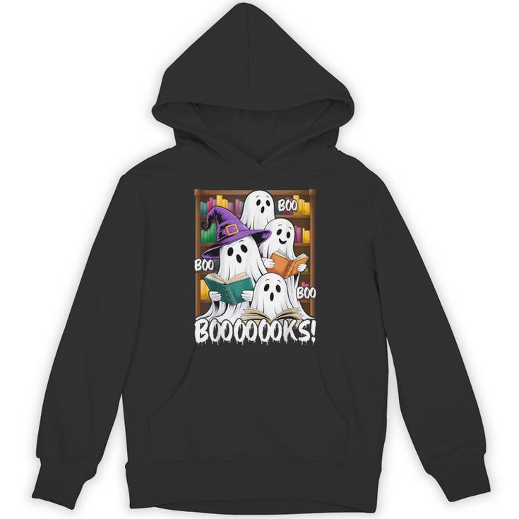 Boooks Ghosts Reading Book Retro Halloween Teacher Librarian Unisex Hoodie