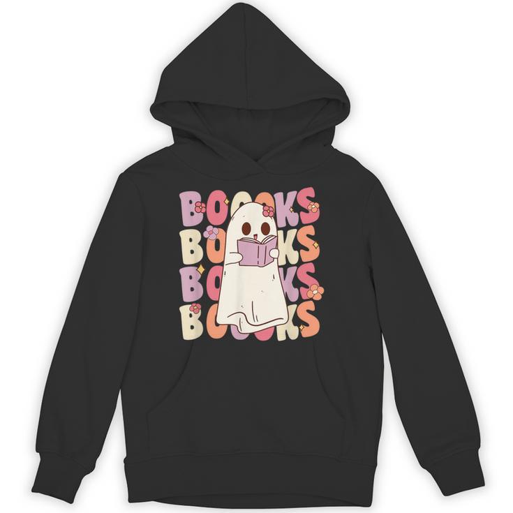 Boooks Halloween Ghost Pun Boo Books Groovy Ghost Unisex Hoodie