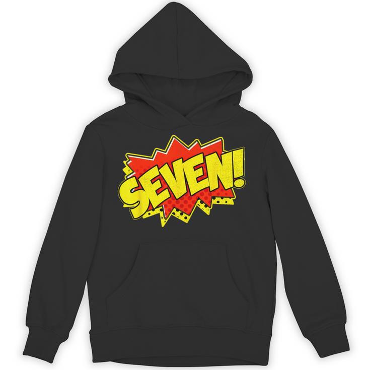 Boy Seven Superhero Comic Book Hero 7th Birthday Boy 7 Years Unisex Hoodie