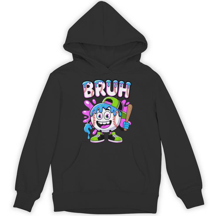Bruh Baseball Drip Boys Youth Ice Cream Dripping Baseball Unisex Hoodie