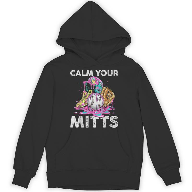 Calm Your Mitts Baseball Ice Cream Drip Crossed Bats Sport Unisex Hoodie