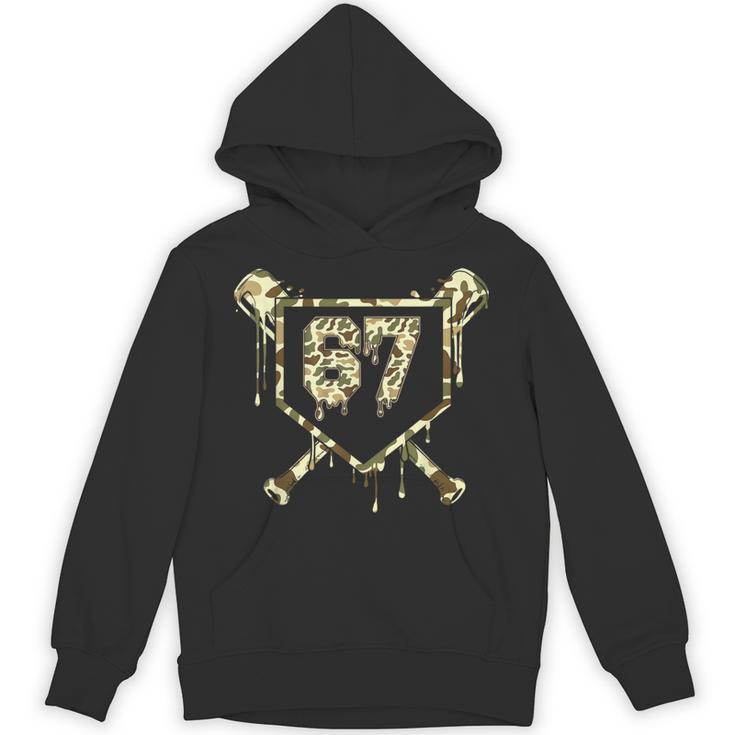 Camo Baseball Ice Cream Drip Number 67 Player 67th Birthday Unisex Hoodie