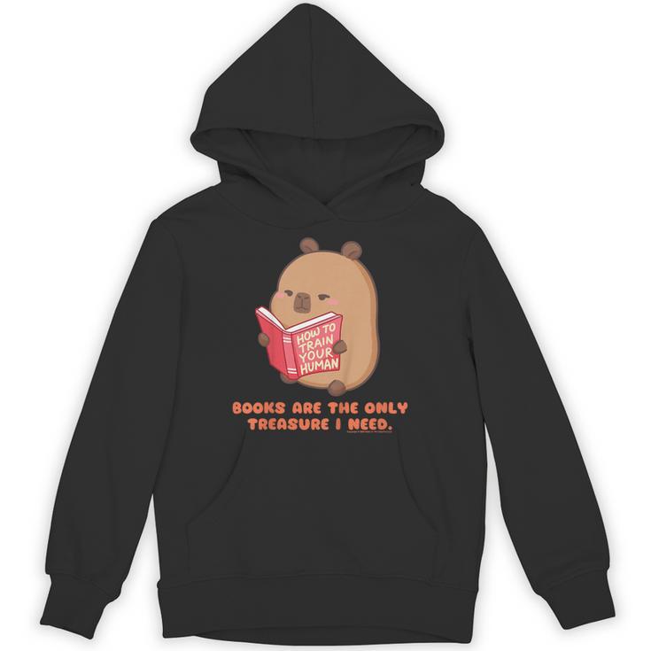 CapyFun Books Are The Only Treasure I Need Capybara Kids Unisex Hoodie