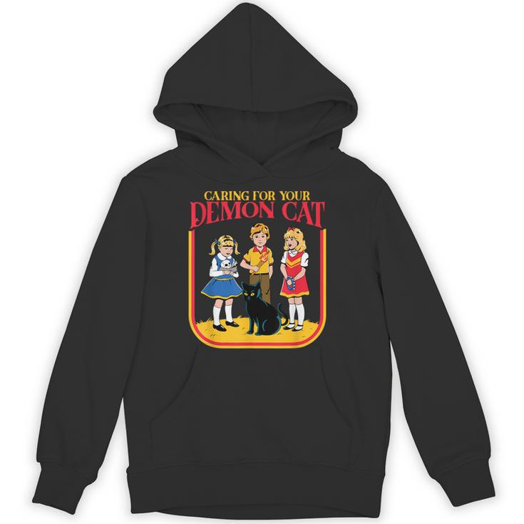 Caring For Your Evil Cat Retro Dark Humor Book Cover Unisex Hoodie
