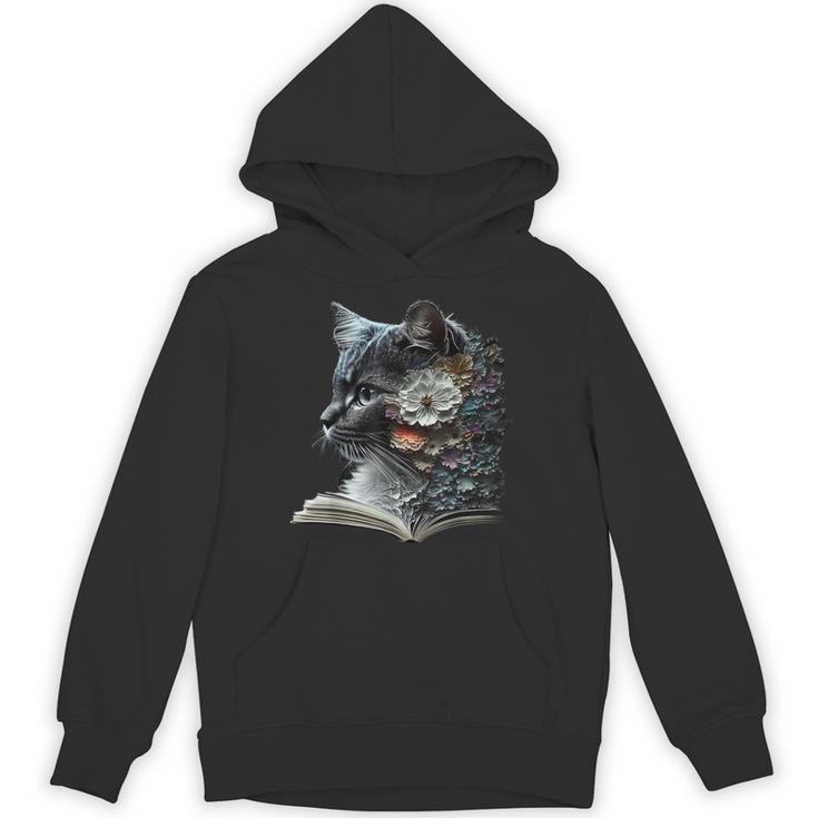 Cat Art Book Cat Motif Flowers Cat Unisex Hoodie