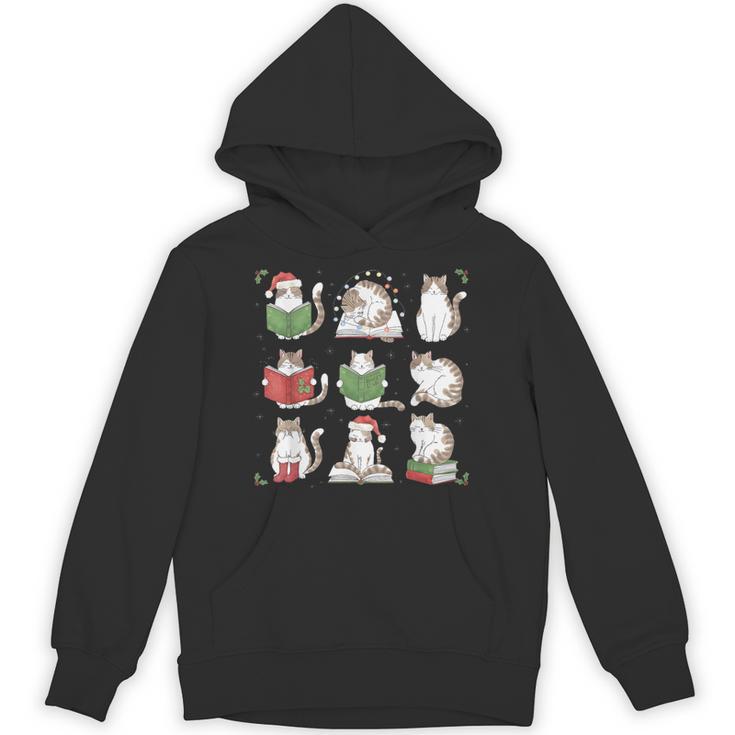 Cat Reading Book Funny Christmas Cat Book Lover Librarian Men Women Kids Unisex Hoodie