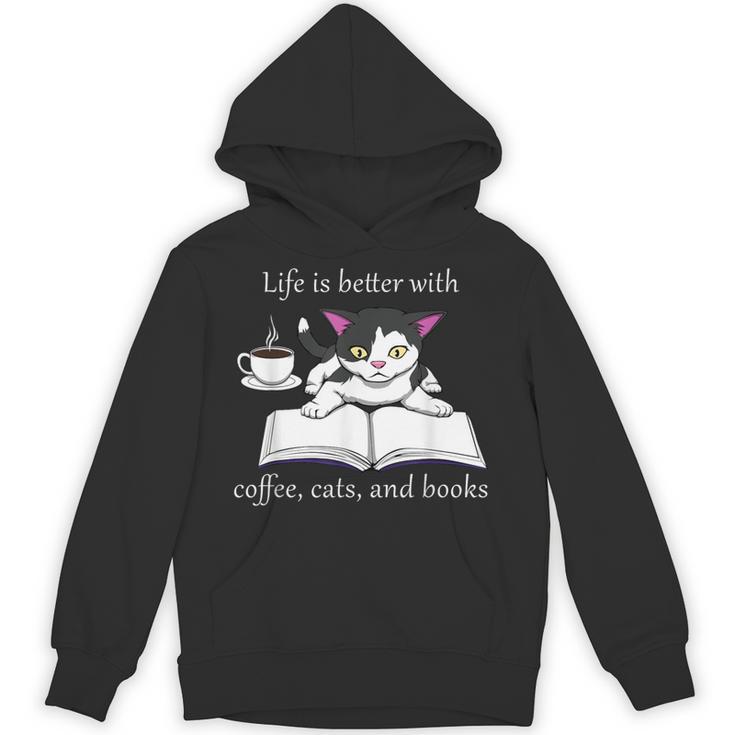 Cat Reads a Book Reading Coffee Unisex Hoodie