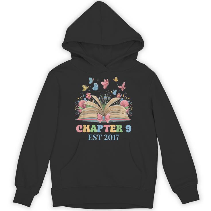 Chapter 9 Years Old 9th Birthday Butterfly Bow Book Lover Unisex Hoodie