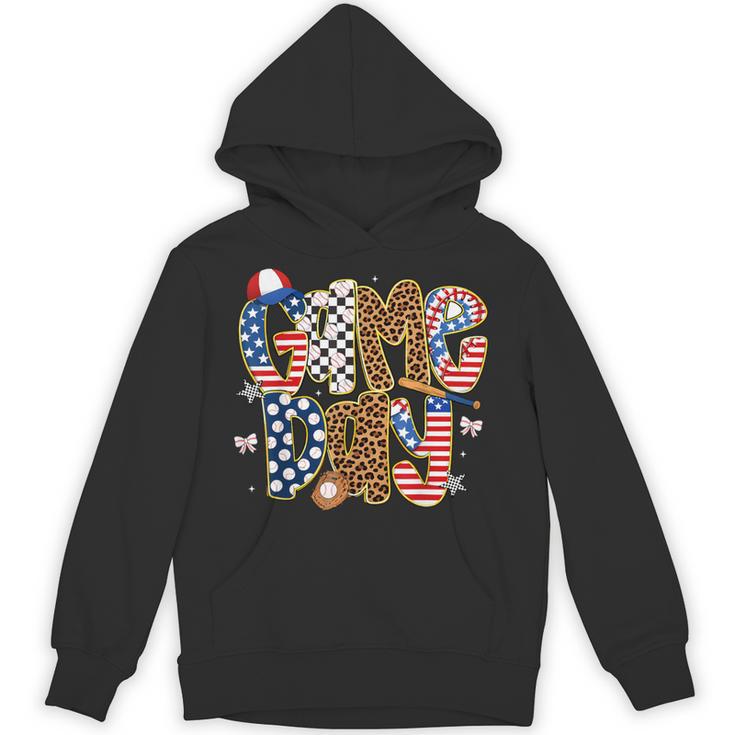 Checkered Leopard Game Day Baseball Men Women Kids Unisex Hoodie