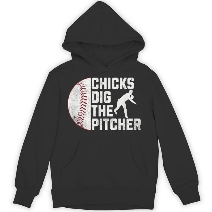 Chicks Dig The Pitcher Baseball Unisex Hoodie