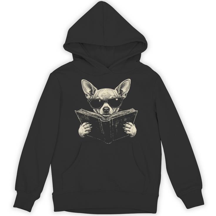 Chihuahua Reading Book Sunglasses Vintage Graphic Unisex Hoodie