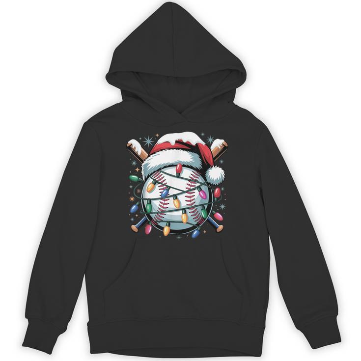 Christmas Baseball Boy Youth Kid Men Santa Hat Xmas Baseball Unisex Hoodie