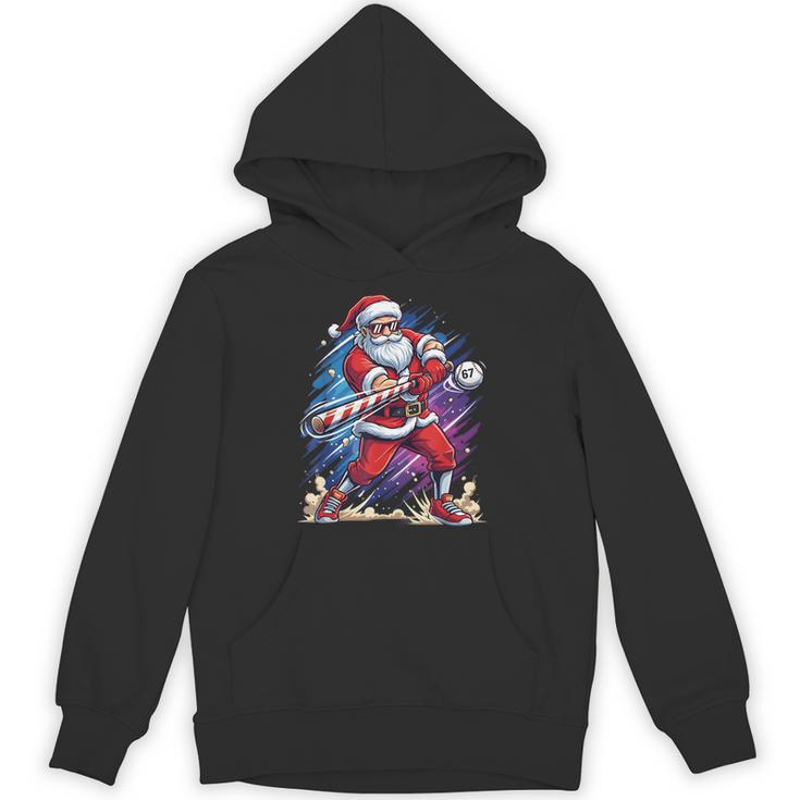 Christmas Baseball Santa Game Day Xmas Boys Kids Men Unisex Hoodie