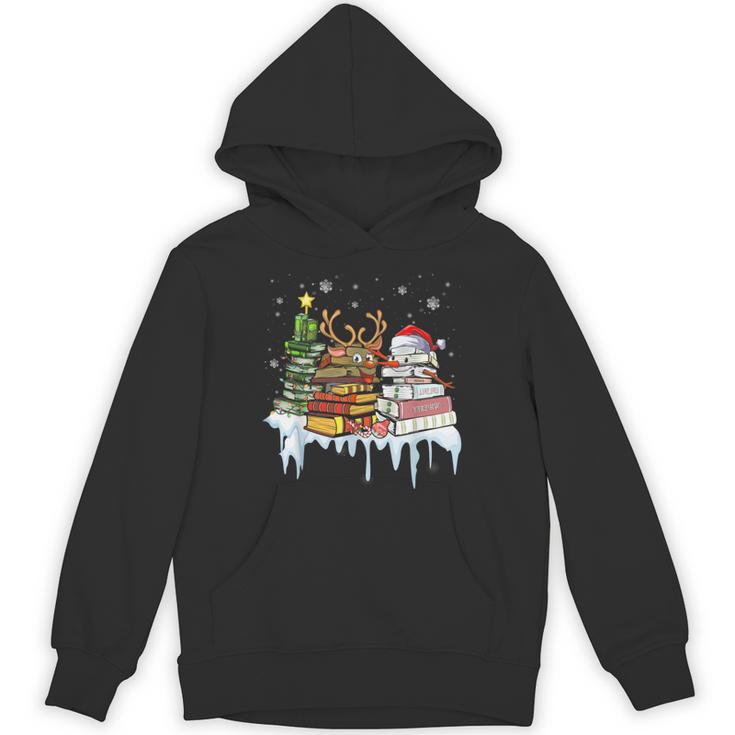 Christmas Tree Snowman Reindeer Book Stack Librarian Unisex Hoodie
