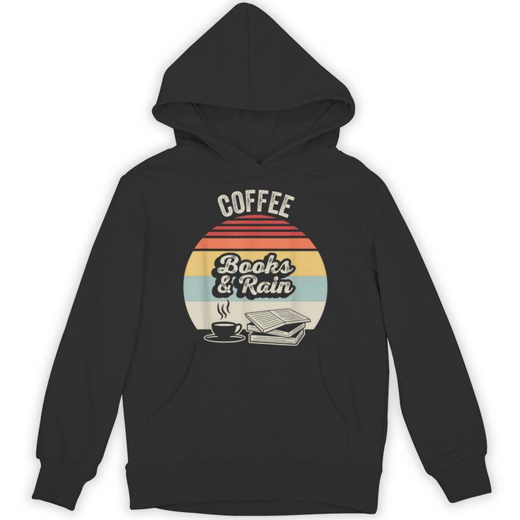 Coffee Books And Rain Reading Book Lover Retro Unisex Hoodie