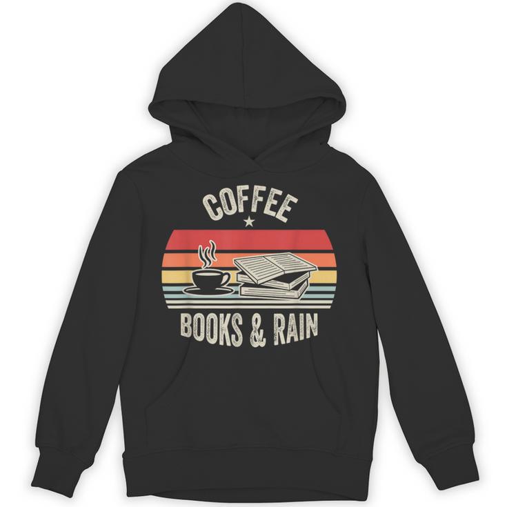 Coffee Books And Rain Retro Vintage Book Lover Reading Unisex Hoodie