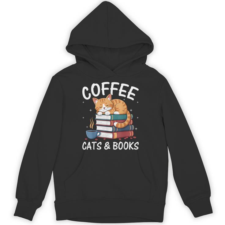 Coffee Cats And Books Cute Kitten Reading Unisex Hoodie