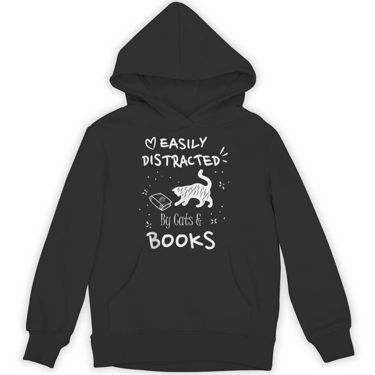 Coffee Cats And Books Ironic Kitty Literature Unisex Hoodie