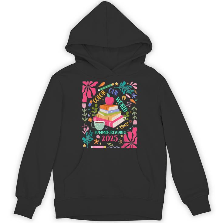 Color Our World Summer Reading 2025 Boho Wildflower Book Unisex Hoodie
