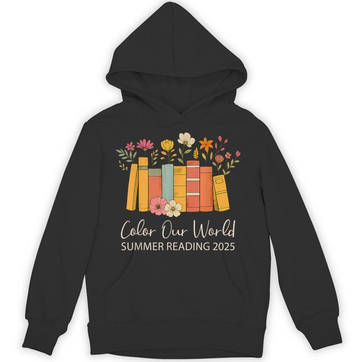 Color Our World Summer Reading 2025 Floral Cute Book Lover Unisex Hoodie