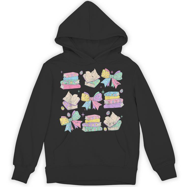 Coquette Bunny Bow Rabbit Teacher Books Easter Retro Unisex Hoodie