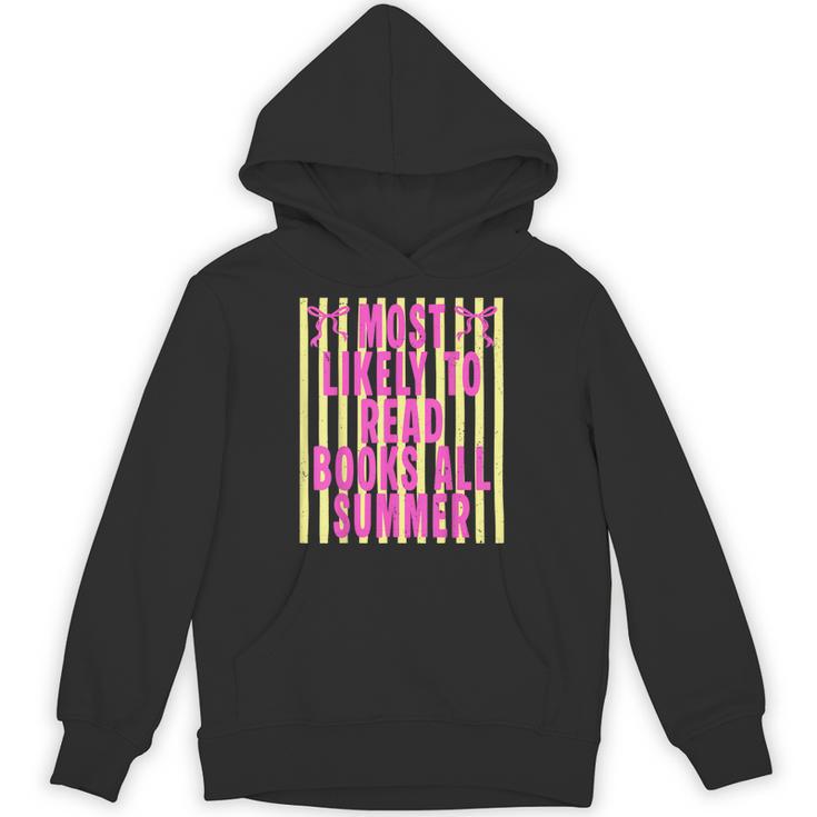 Coquette Striped Most Likely To Read Books All Summer Unisex Hoodie