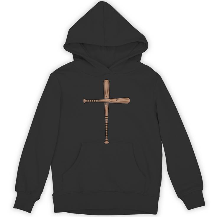Cross Baseball Bats Christian Faith Sports Coach Pitcher Unisex Hoodie