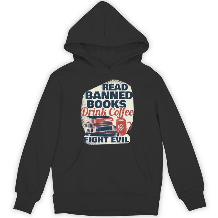 Cute Bookworm Tees Read Banned Books Drink Coffee Small -Adults Unisex Hoodie