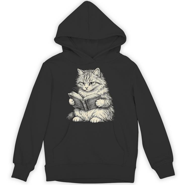 Cute Cat Reading Book Classic Bookworm Animal Pet Lover Unisex Hoodie