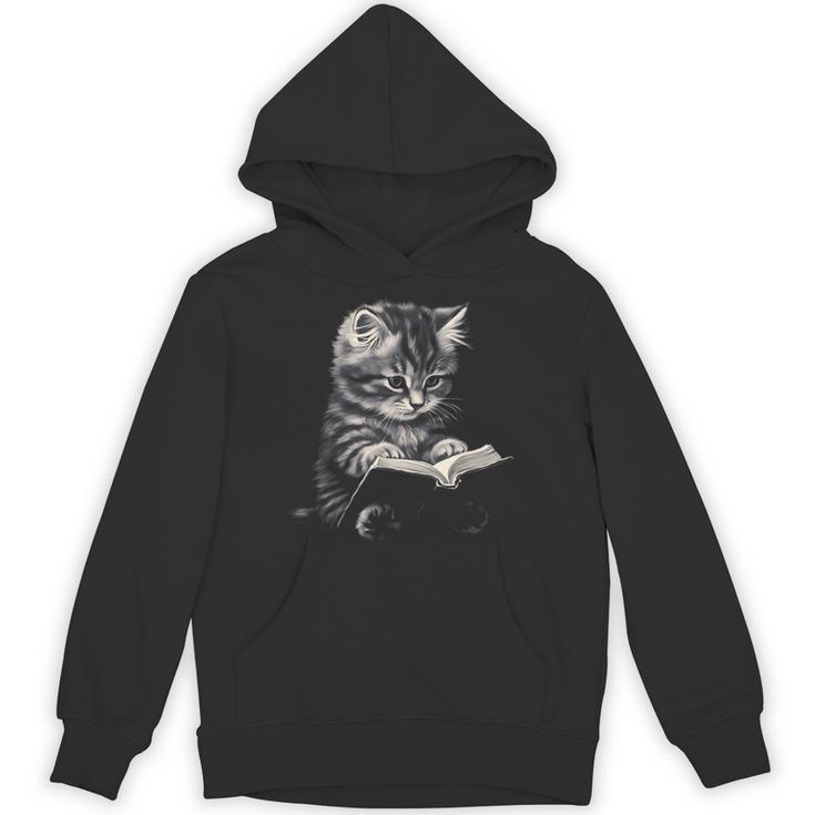 Cute Cat Reading Book Teacher Librarian Cat Lover Book Club Men Women Kids Unisex Hoodie
