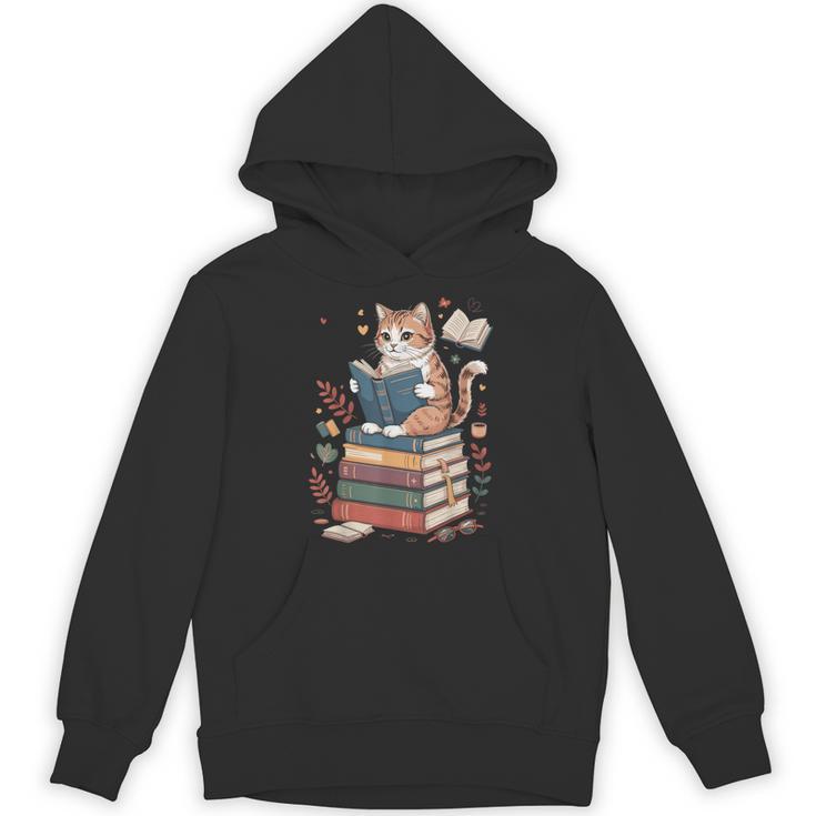 Cute Cat Reading Books With Tea Unisex Hoodie