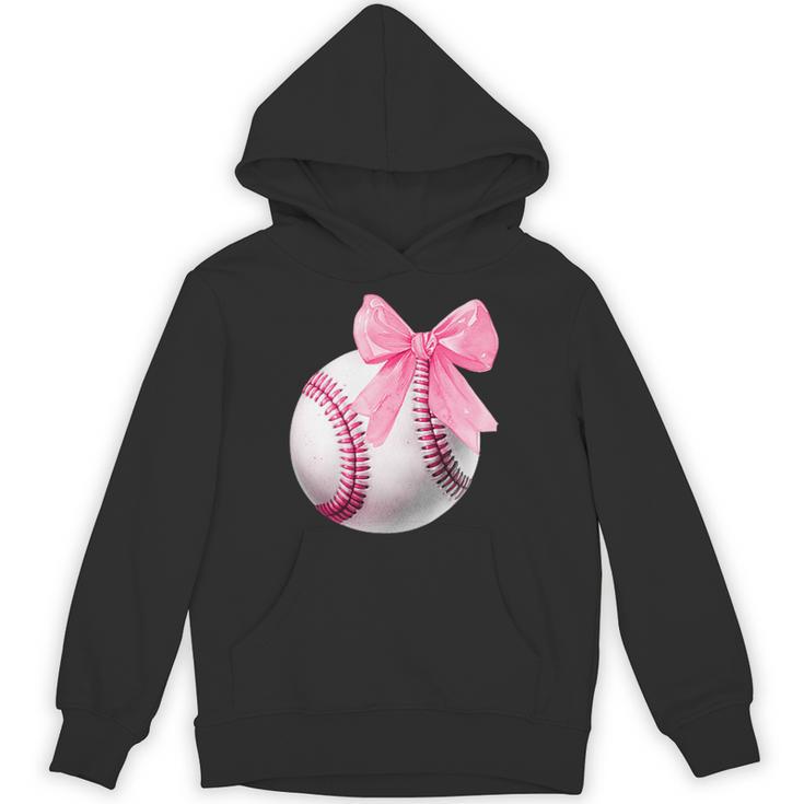 Cute Coquette Baseball Pink Bow Player & Fan Girls Unisex Hoodie