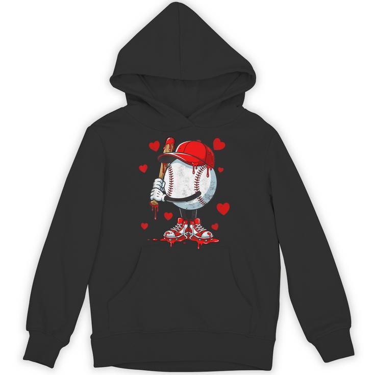 Cute Dripping Baseball Lover Valentines Day Boys Kids Unisex Hoodie