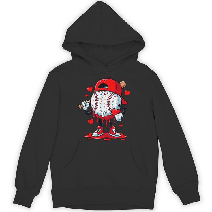 Cute Game Day Baseball Ice Cream Drip Valentine Love XOXO Unisex Hoodie