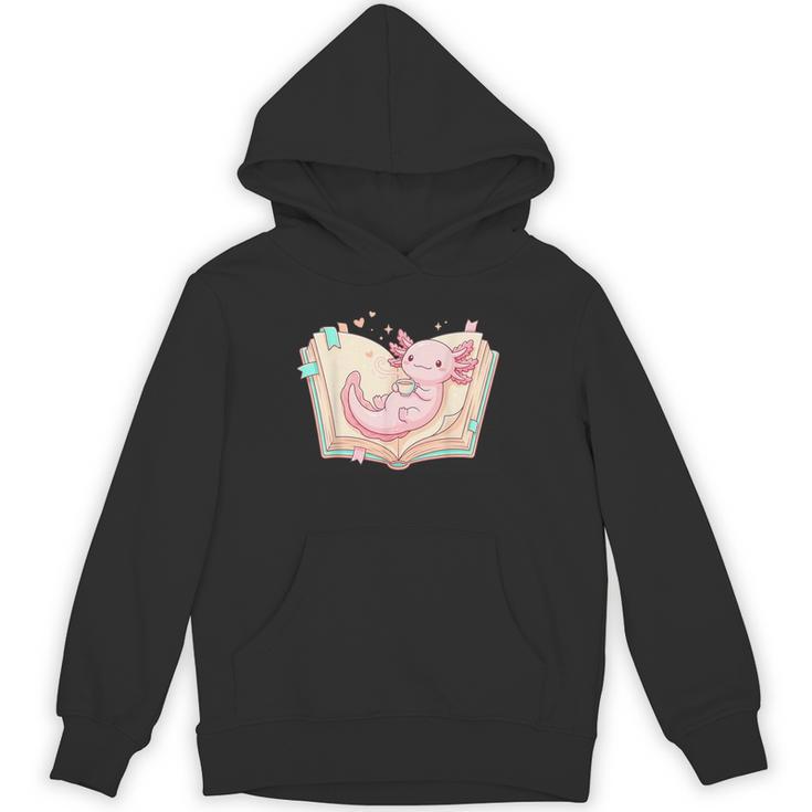 Cute Kawaii Axolotl Book Tea Lover Women Reading Cozy Art Unisex Hoodie