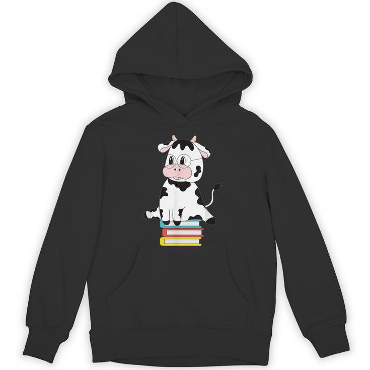 Cute Kawaii Cow Book Reading Bookworm Boys Girls Kids Unisex Hoodie