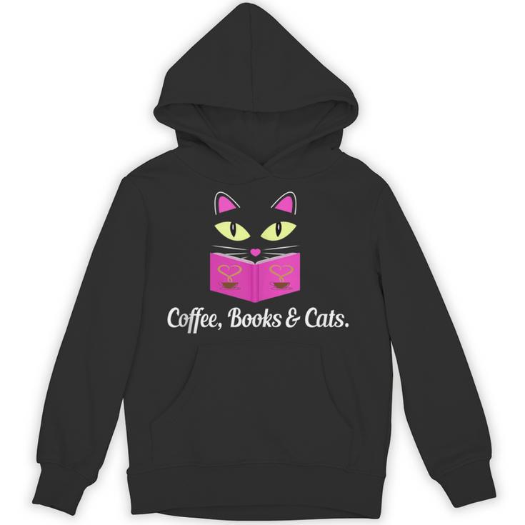 Cute Kitty Face Coffee Books & Cats Unisex Hoodie