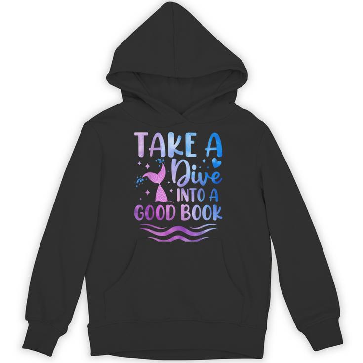 Cute Mermaid Librarian Teacher Dive Into A Good Book Reading Unisex Hoodie
